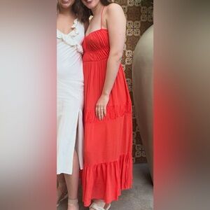 Vibrant Red Midi Dress